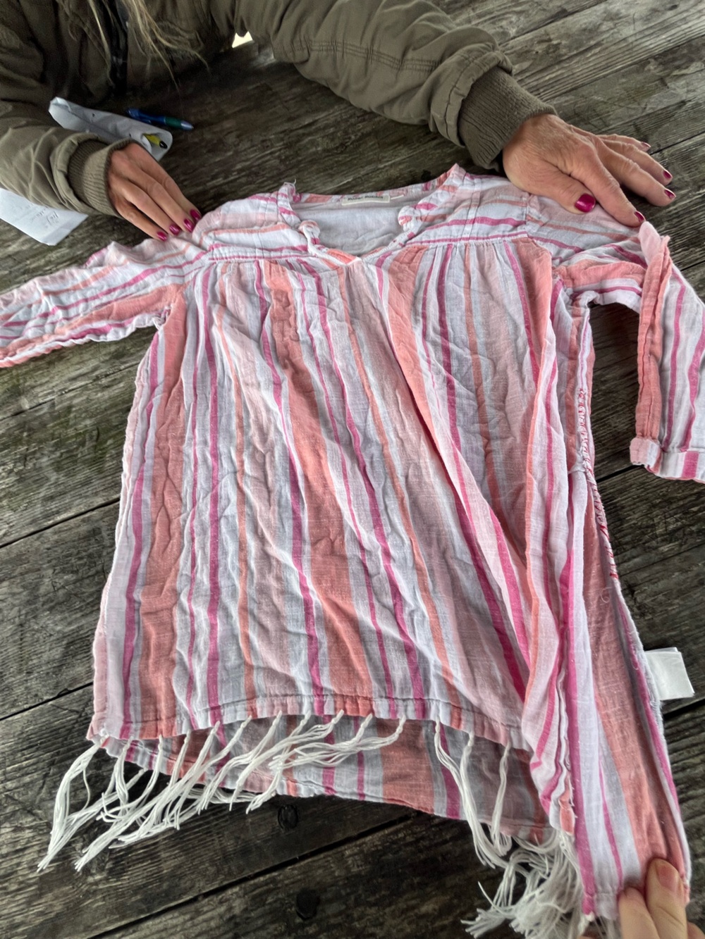 Roller Rabbit Pink, Peach & White Striped Cover-Up kids sz 10